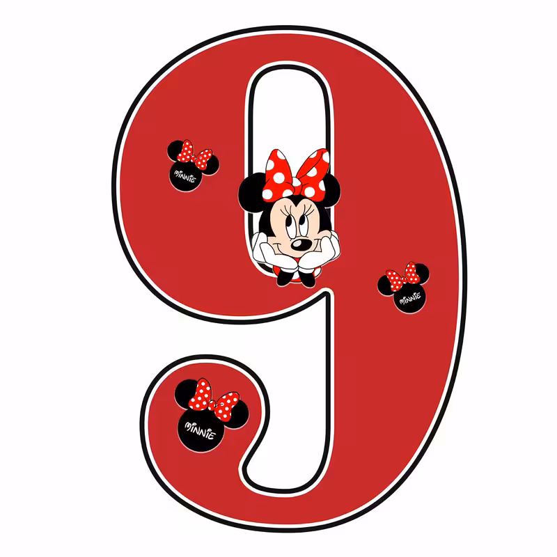 استند رومیزی تولد مدل عدد 9 طرح مینی موس قرمز کد 999