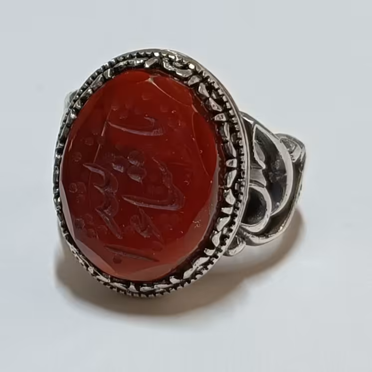 انگشتر نقره مردانه عقیق یمنی خطی کد 585