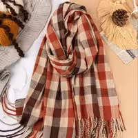 شال موهر  چهار خانه وارداتی ریشه فیتیله ای 