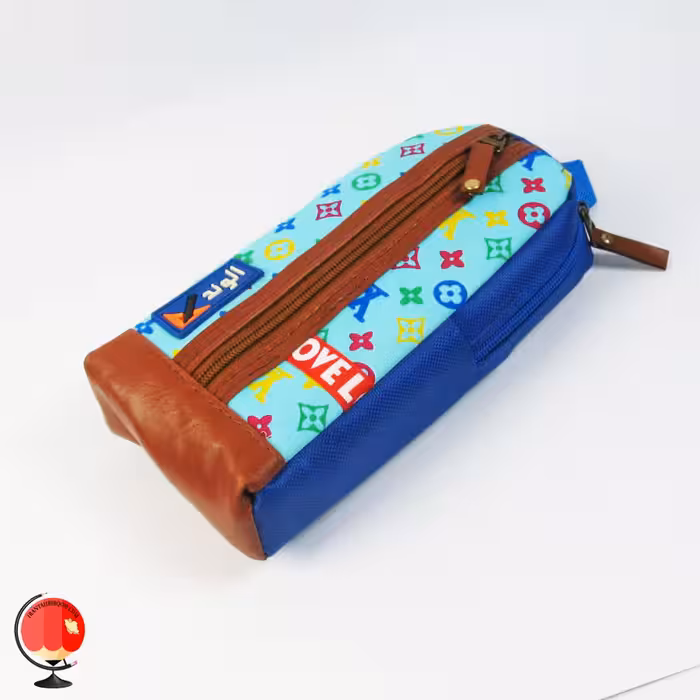 جامدادی اسپرت دو زیپ طرح لویی ویتون آبی الوند