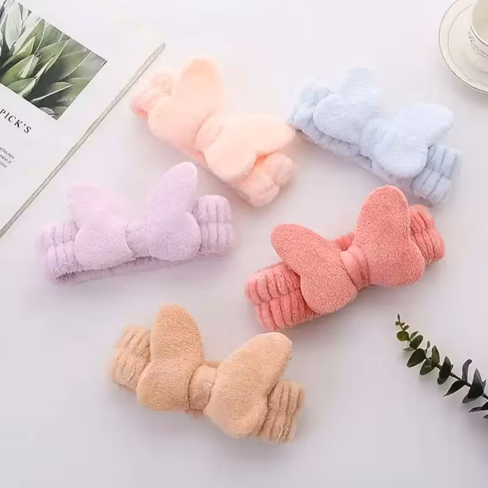 هدبند آرایشی حوله ای پروانه ای نرم هدبند قلبی