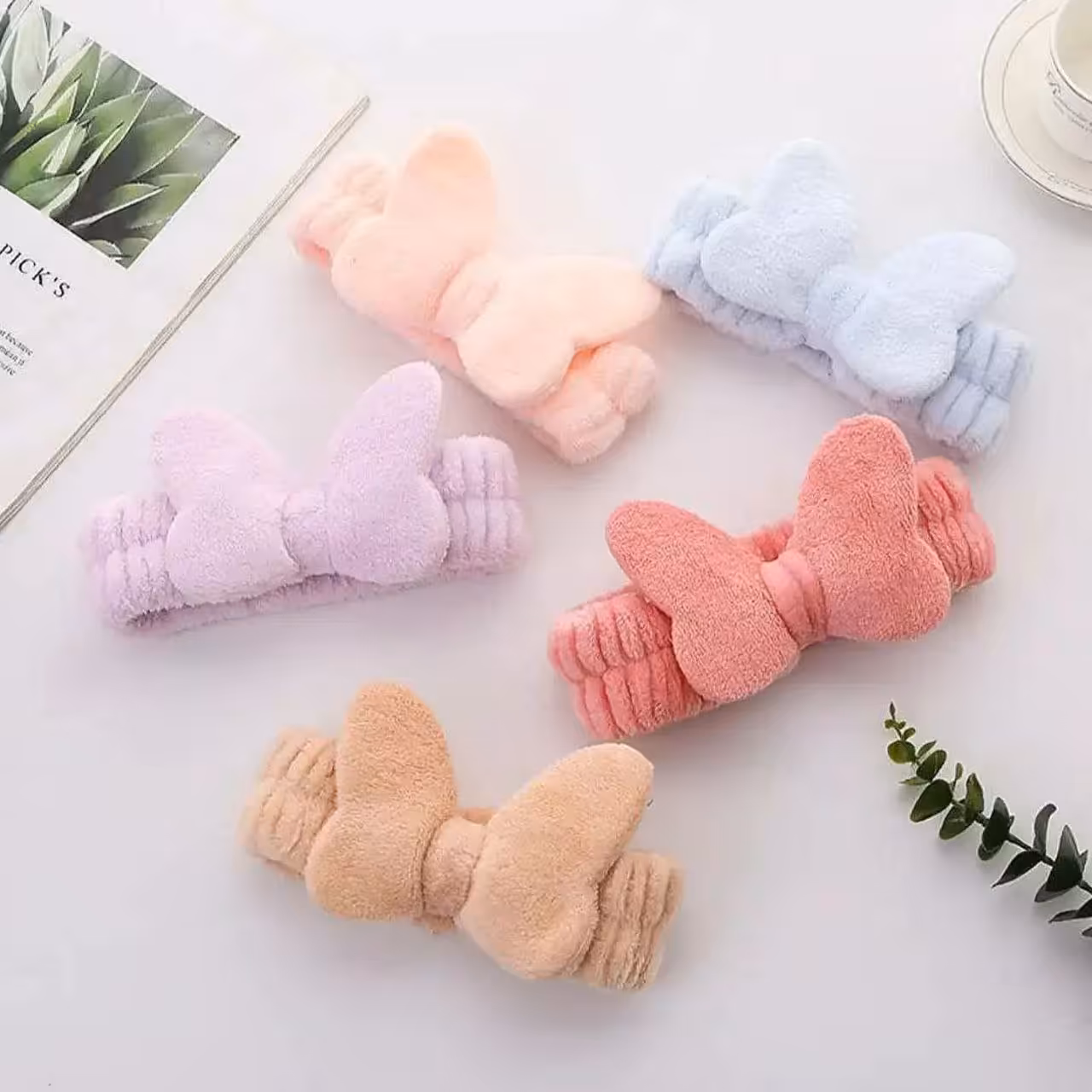 هدبند آرایشی حوله ای پروانه ای نرم هدبند قلبی