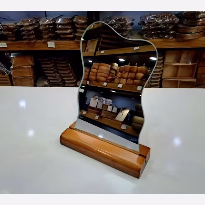 آینه دفرمه پایه چوبی آینه پایه چوبی هفت سین آینه هفت سین آینه تک رومیزی