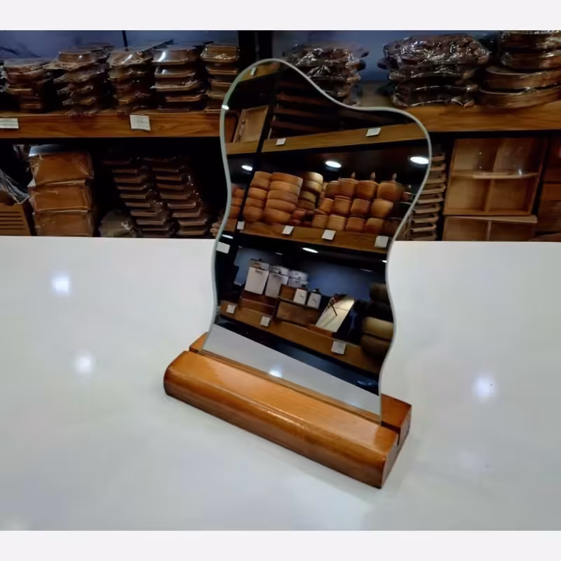 آینه دفرمه پایه چوبی آینه پایه چوبی هفت سین آینه هفت سین آینه تک رومیزی