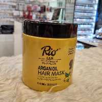 ماسک مو Rio ریو حاوی روغن آرگان فاقد سولفات، فاقد پارابن مناسب موهای کراتین شده  موهای خشک و آسیب دیده حجم 1000میلی لیتر