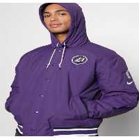 کاپشن ورزشی بنفش مردانه ژاکت فول اسنپ لس آنجلس لیکرز کورتساید سیتی نسخه نایک NBA Nike