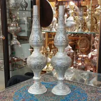 چراغ گرد سوز قلمزنی آبکاری نقره (مات) پتینه سیاه قلم لوتوس ، محصولی از باهم ست با برند عالی قاپو