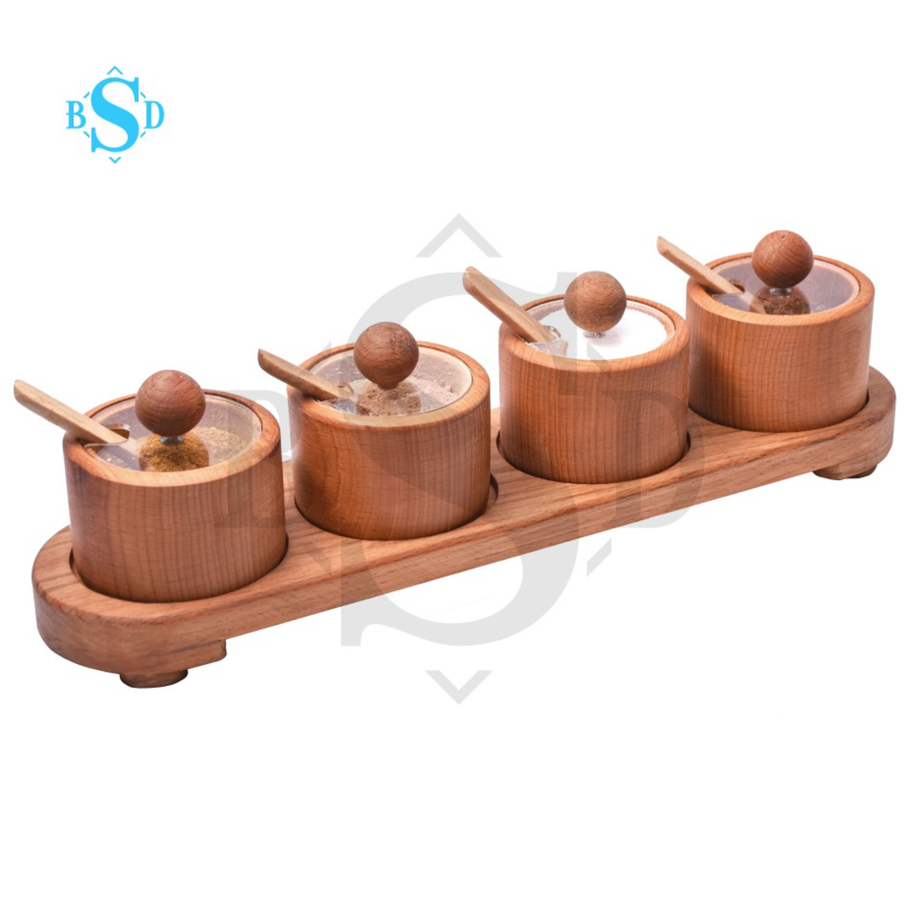 ظرف جای ادویه 4 تیکه چوبی 