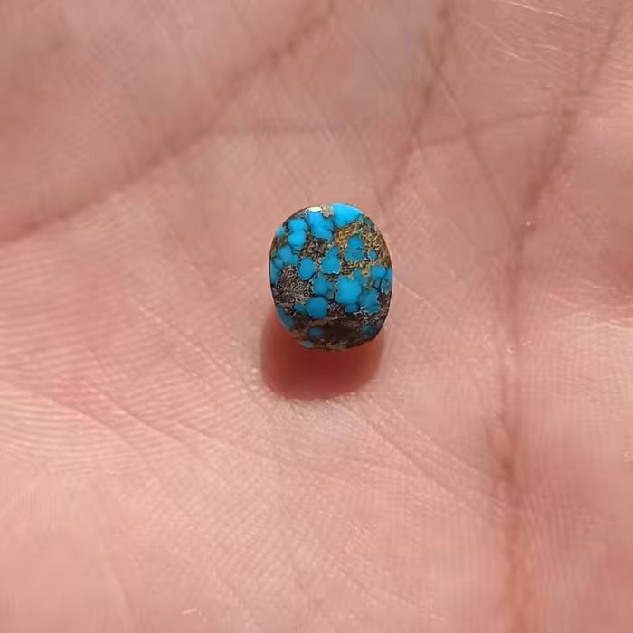 سنگ فیروزه اصل نیشابوری عنکبوتی رگه طلایی طبیعی زیبا.     ،