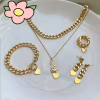 ست دستساز استیل کارتیر با پلاک عشق و آویز قلب