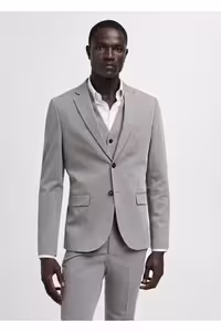 کت خاکستری مردانه ژاکت بلیزر برش فوق العاده باریک از پارچه کشش منگو MANGO Man