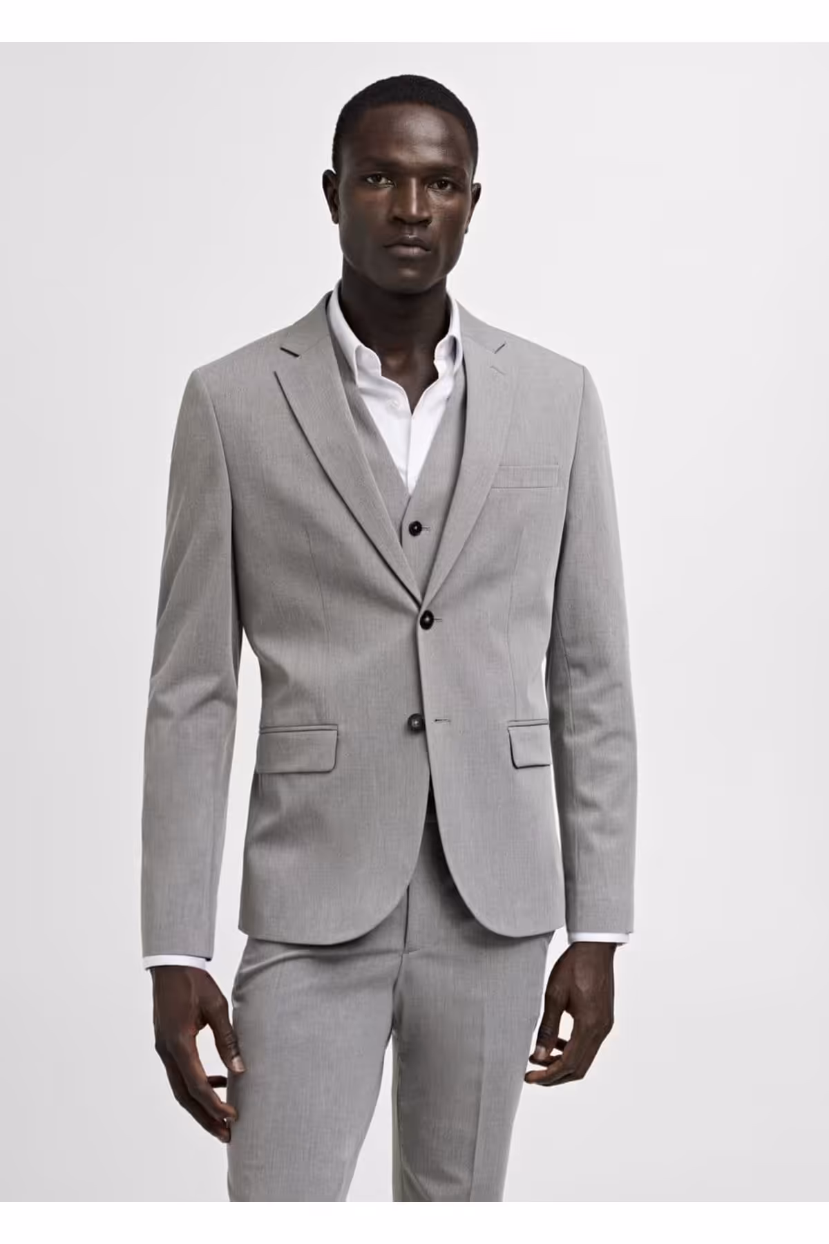 کت خاکستری مردانه ژاکت بلیزر برش فوق العاده باریک از پارچه کشش منگو MANGO Man