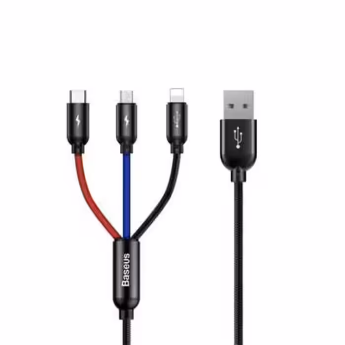 کابل تبدیل USB به microUSB/USB-C/لایتنینگ باسئوس مدل CAMLT-BSY01 طول 1.2 متر - فروشگاه اینترنتی طیف سنتر