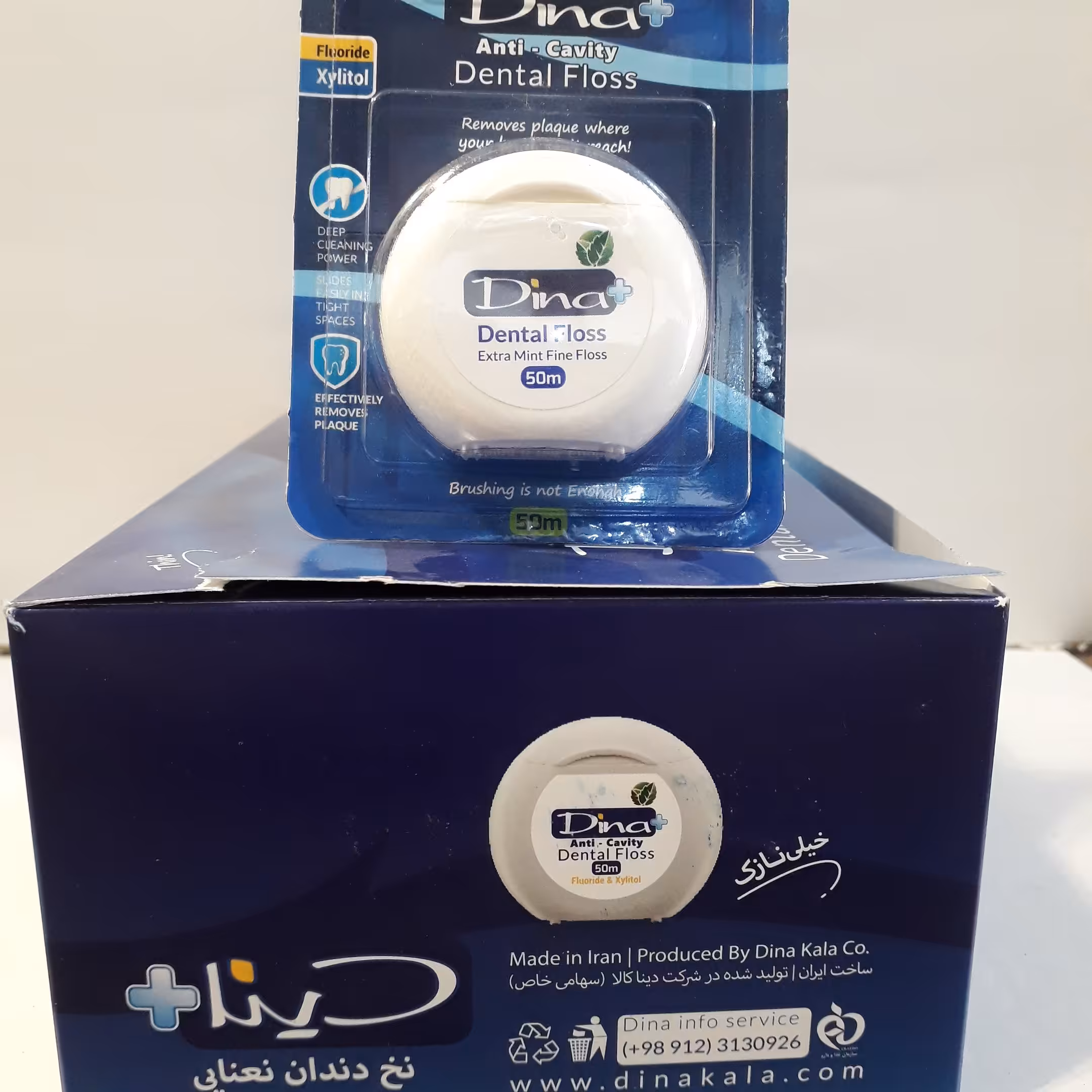 نخ دندان دینا مدل خیلی نازک نعنایی ضد پوسیدگی