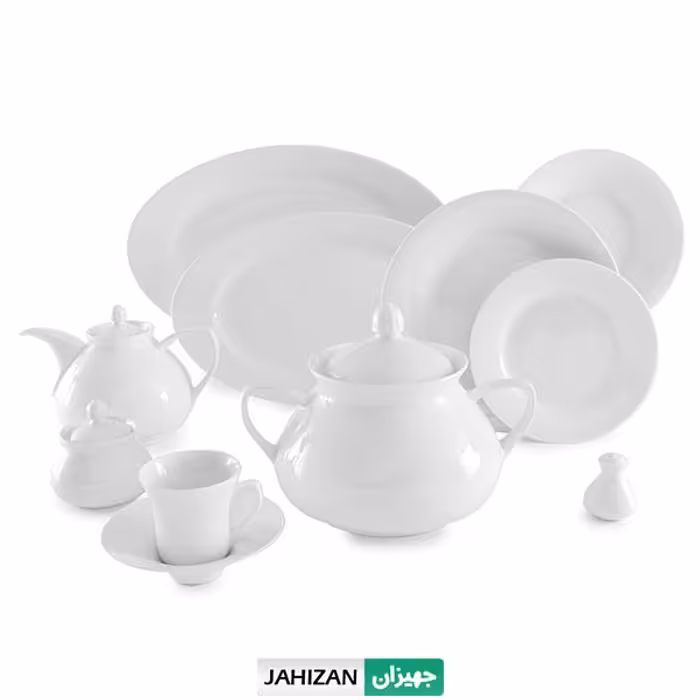 سرویس چینی زرین 108پارچه سفید سری شهرزاد