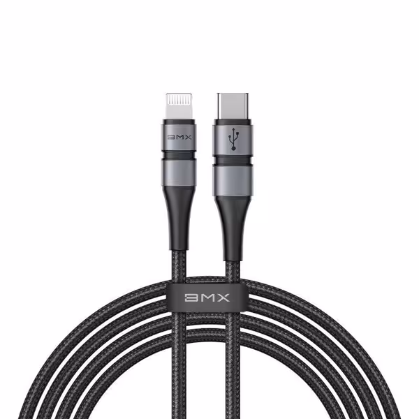 کابل TYPE_C به لایتنینگ  باسئوس BMX Double-deck MFi certified Cable Type-C to Lightning PD 18W 1.2m Gray Black