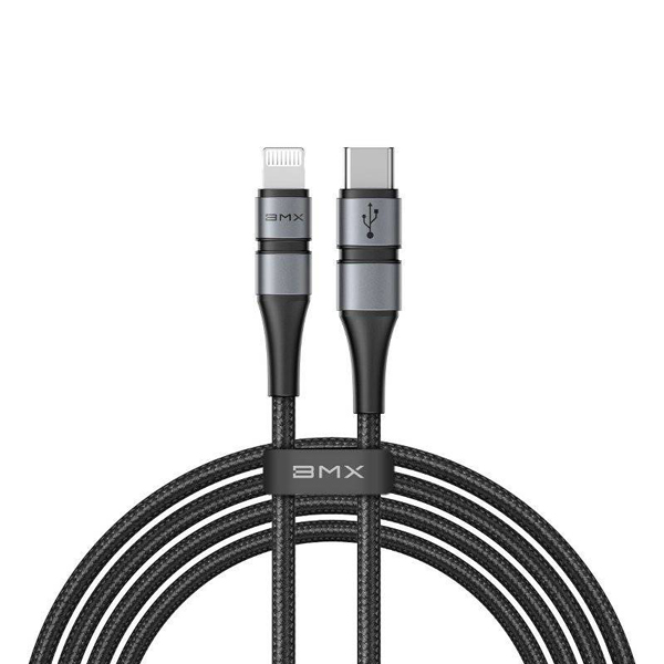 کابل TYPE_C به لایتنینگ باسئوس BMX Double-deck MFi certified Cable Type-C to Lightning PD 18W 1.2m Gray Black