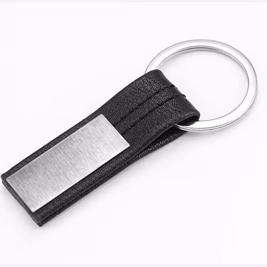 پک 50تایی جاکلیدی چرمی فلزی مشکی حلقه دار ،جاکلیدی تبلیغاتی