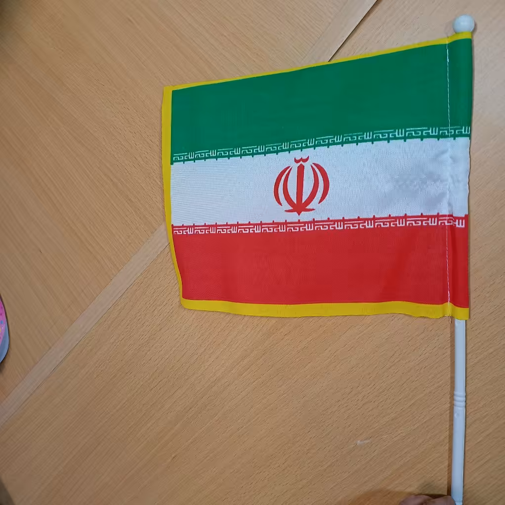 پرچم ایران(پرچم دست کودک طرح ایران.پرچم سه رنگ جمهوری اسلامی ایران کوچک.پرچم دستی)بسته پنج عددی
