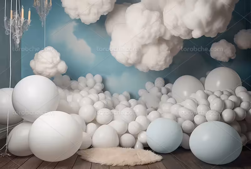 بک دراپ عکاسی نوزاد با ابر سفید | گرافیک با طعم تربچه