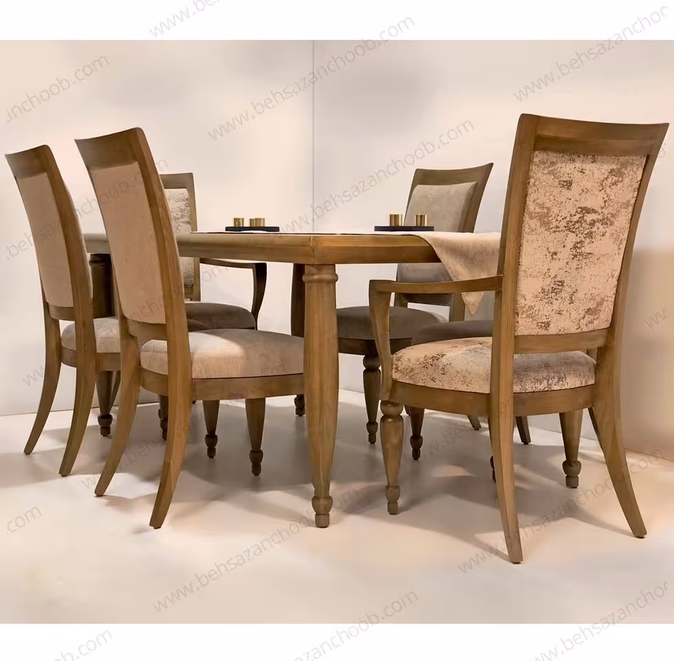 میزناهارخوری شش نفره تمام چوبی آنیتا 1042