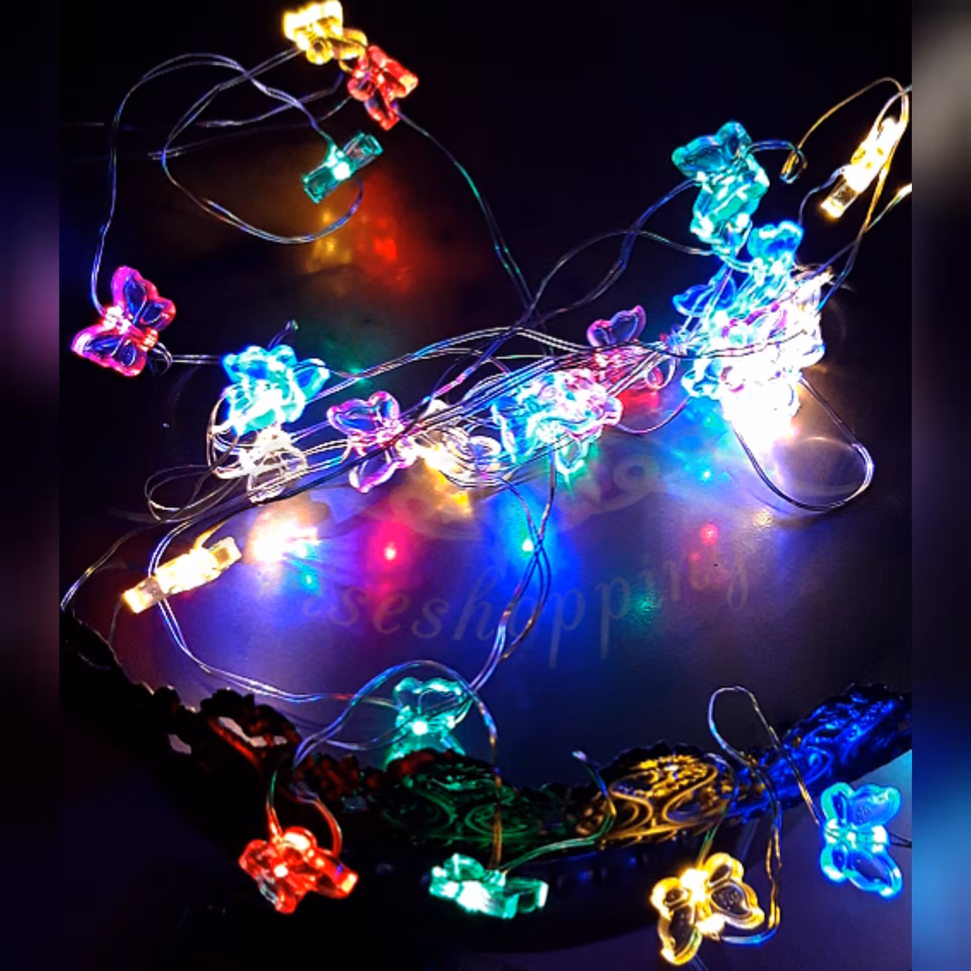 ریسه مفتولی پروانه ای رنگی 5متری 50تایی باطری خور