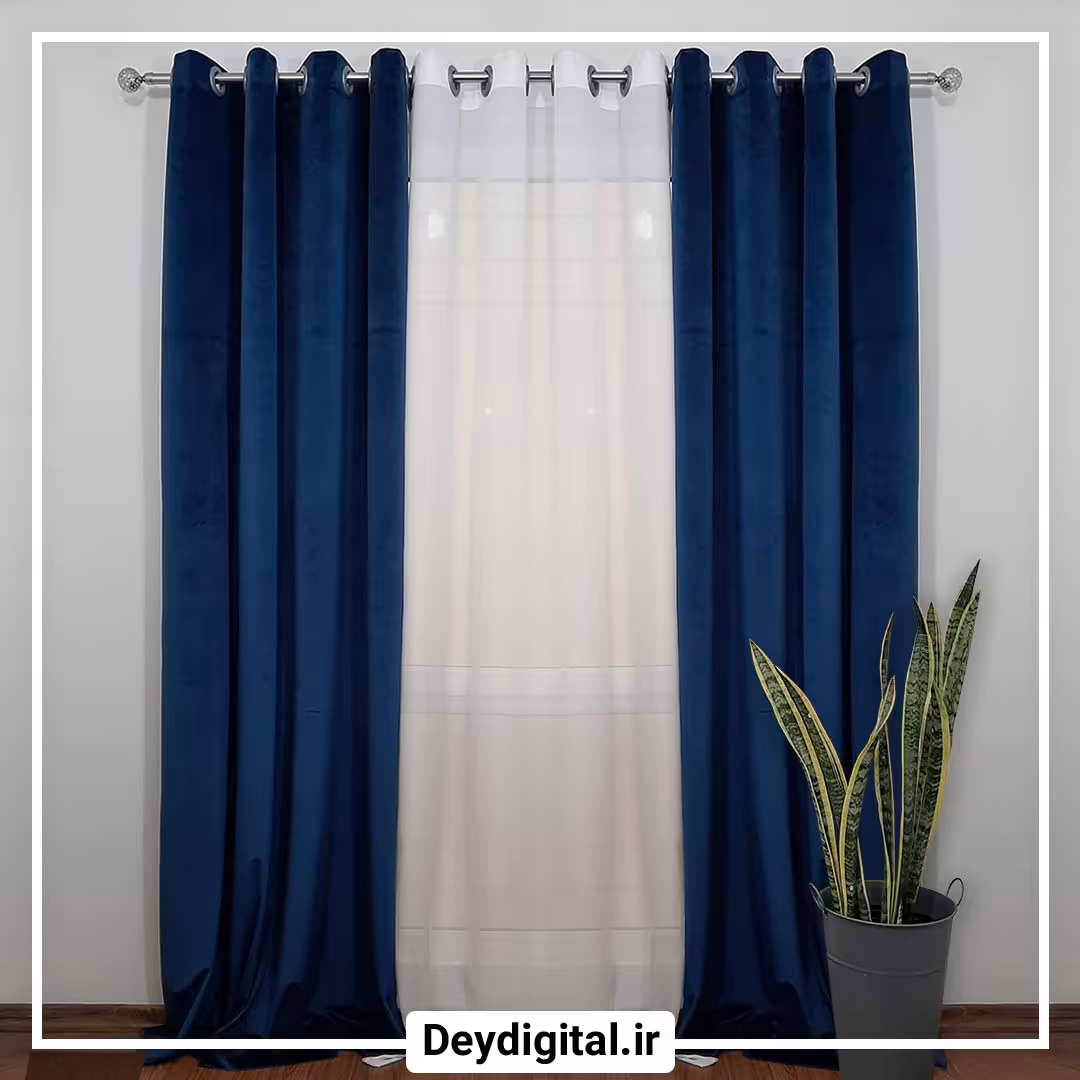 پرده مخمل کالیفرنیا آبی تیره KM910