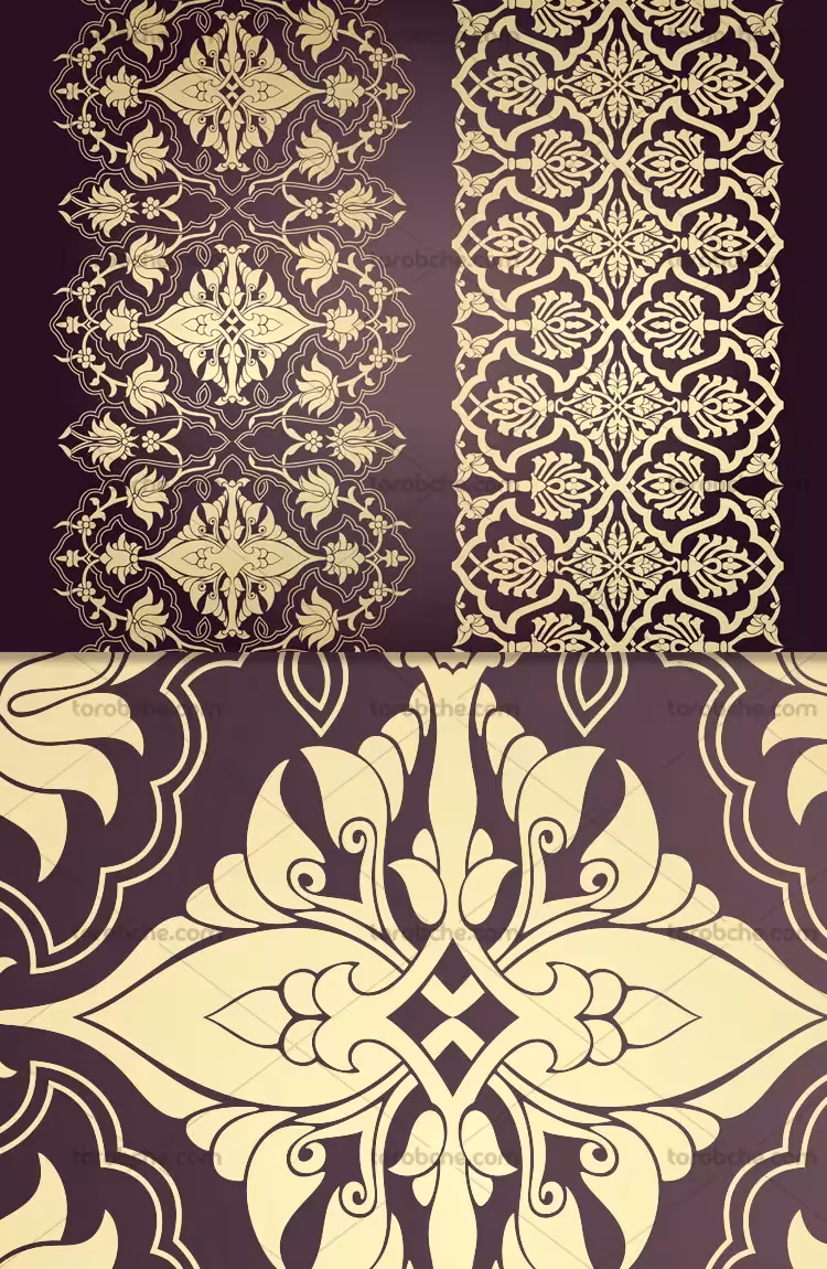 وکتور نقش و نگار طلایی رنگ سنتی | گرافیک با طعم تربچه