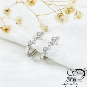 گوشواره نگین اتمی نقره آبکاری طلا کد 10670