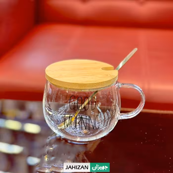 ماگ بلور درب دار طرح Good Morning