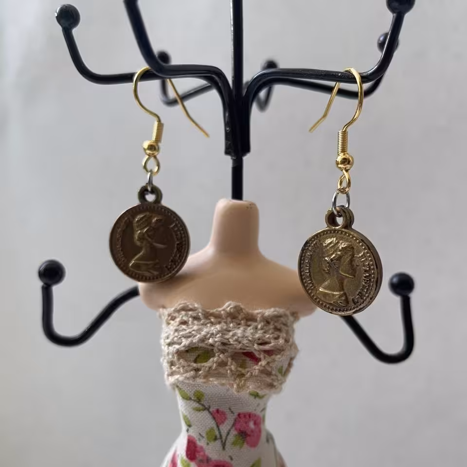 گوشواره سکه رنگ برنزی