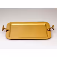 سینی مستطیل متوسط تک استیل مدل لوپ (طلایی مات)