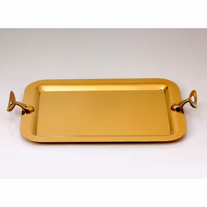سینی مستطیل متوسط تک استیل مدل لوپ (طلایی مات)