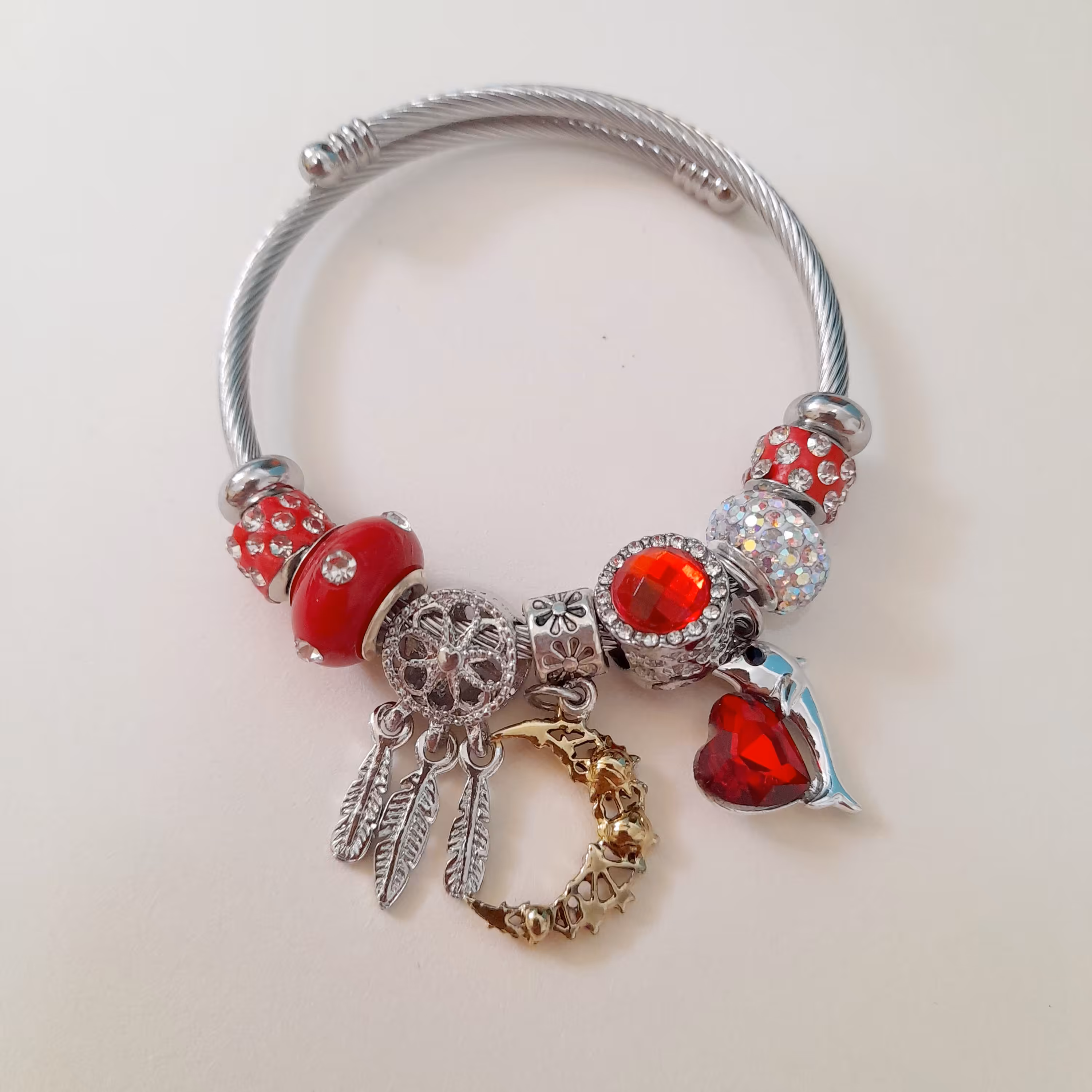 دستبند بنگل پاندورا فری سایز رنگ قرمز