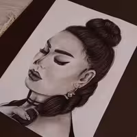 طراحی چهره بصورت سیاه قلم 