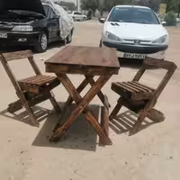 میز و صندلی چوبی تاشو