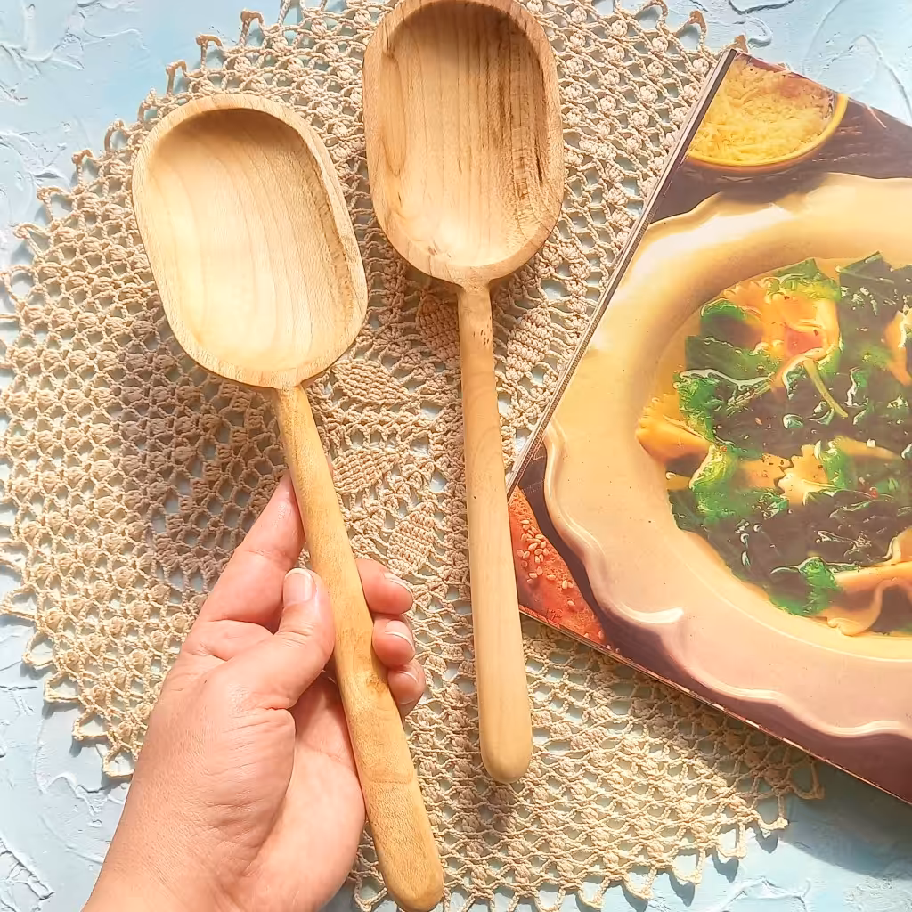 کفگیر چوبی دستساز بارلی (1عددی) چوب افرا 28 سانتی