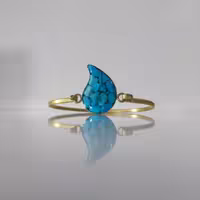 دستبند النگویی قفلی برنجی طرح ترمه فیروزه