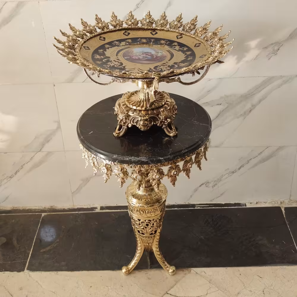 ست میز  برنزی و میوه خوری برنزی مدل یاسی کد 7192