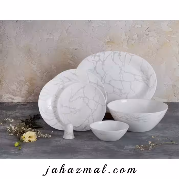 سرویس غذاخوری پارس اپال طرح ماربل نقره ای کد 918