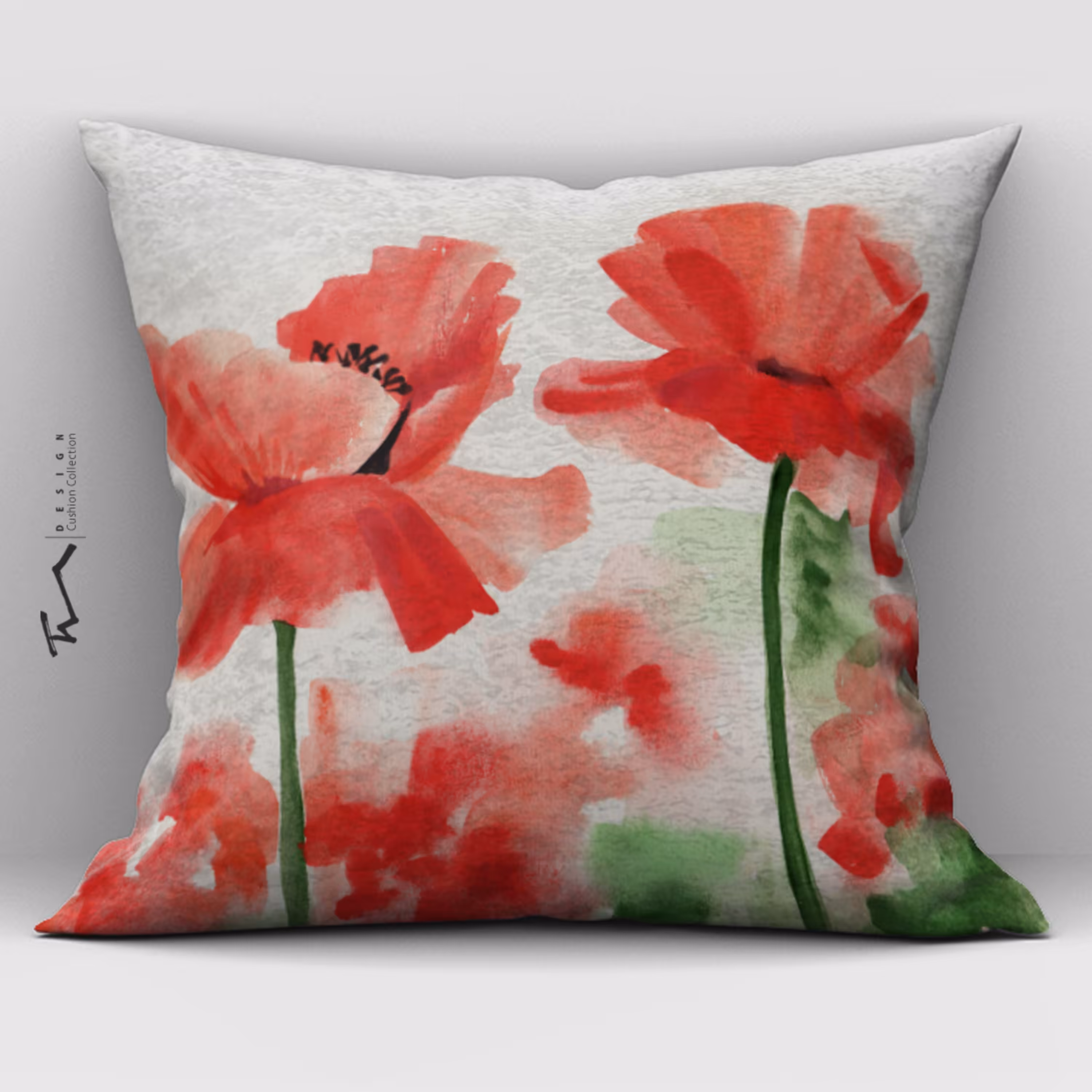 دو عدد کاور کوسن طرح شقایق - دو رو مخمل پورش - 40 در 40 - زیپ مخفی 