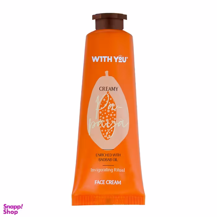 کرم صورت طبیعی ویت یو (With You) حاوی عصاره پاپایا و روغن بایوباب حجم 50 میلی لیتر