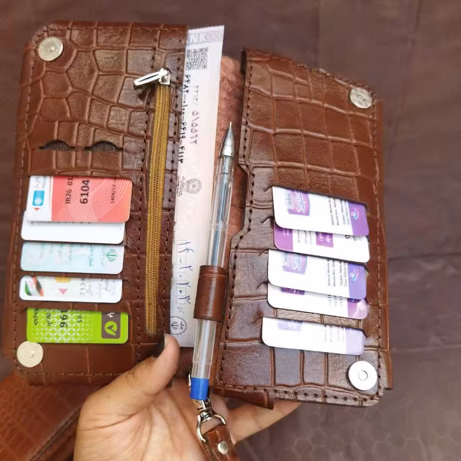 کیف پول  چرم طبیعی دست دوز