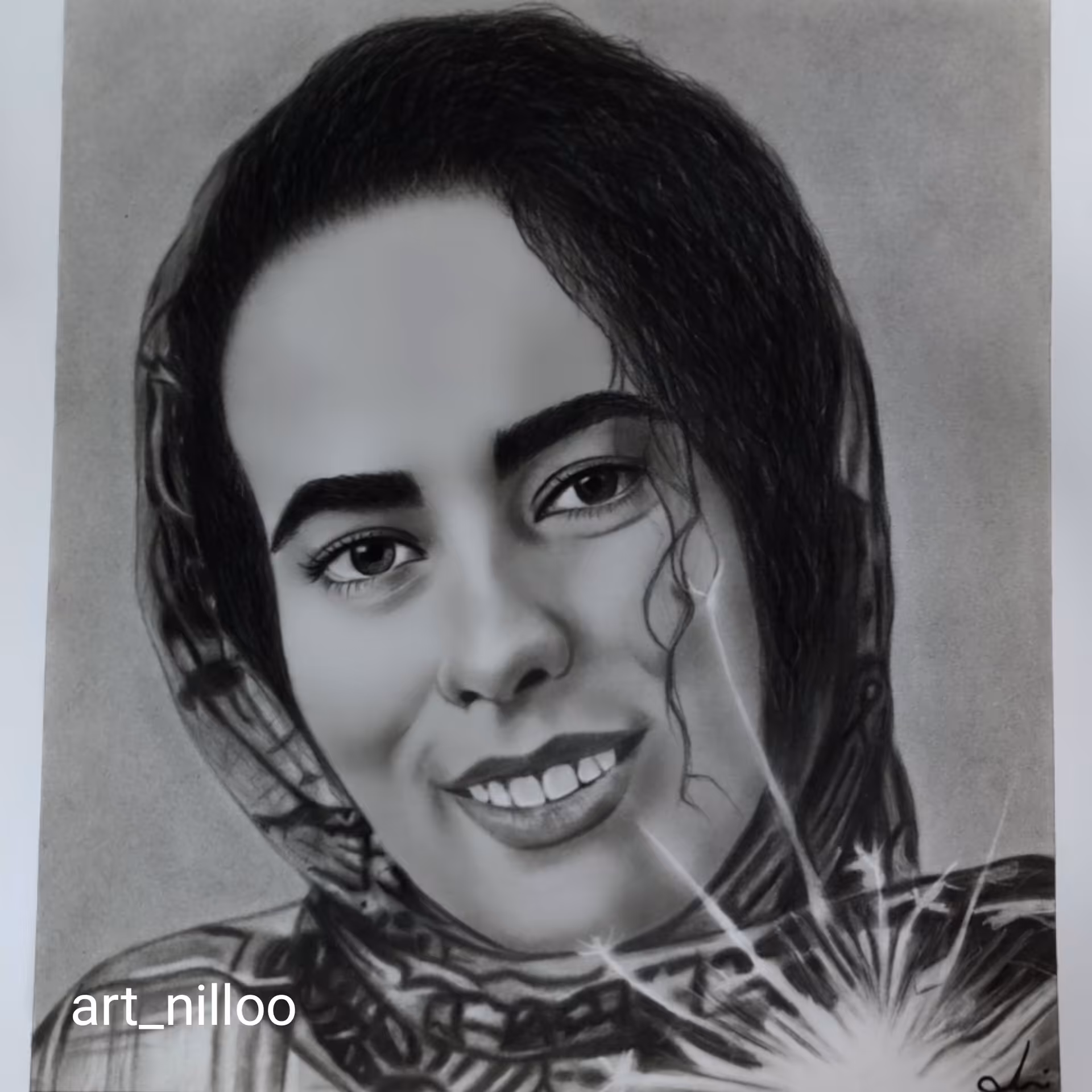 نقاشی چهره، سیاه قلم  (سبک هایپررئال) سفارش مشتری