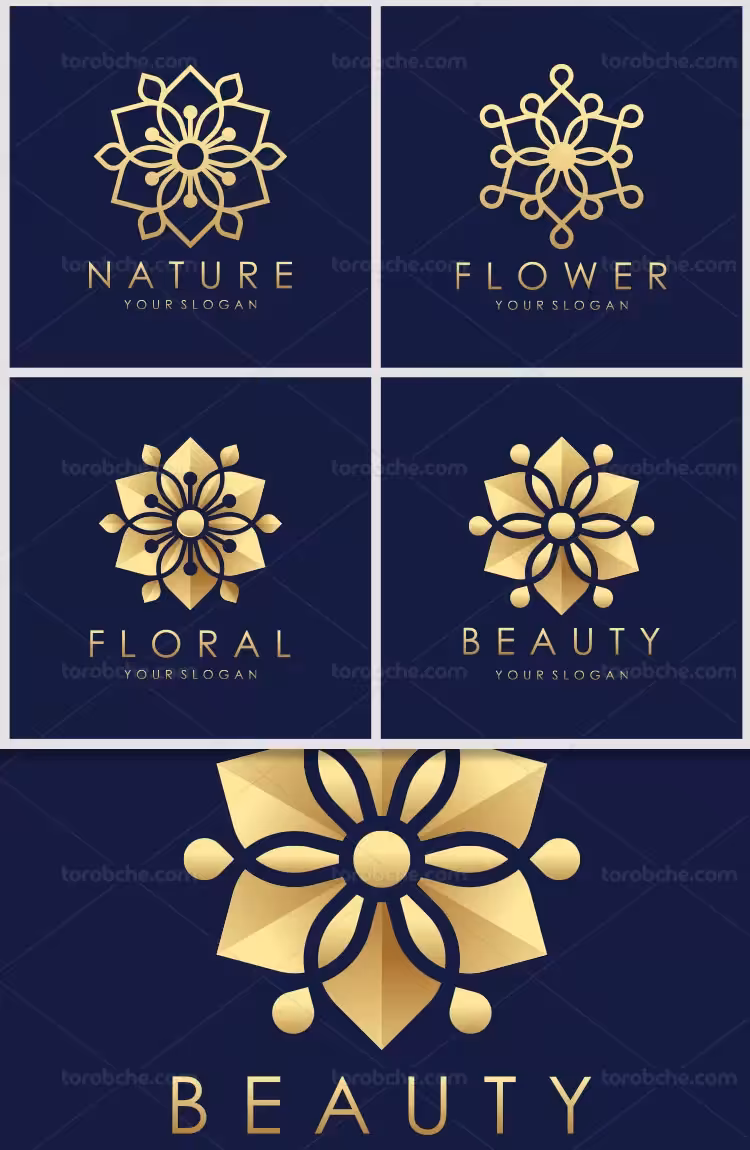 وکتور نقش گل طلایی | گرافیک با طعم تربچه