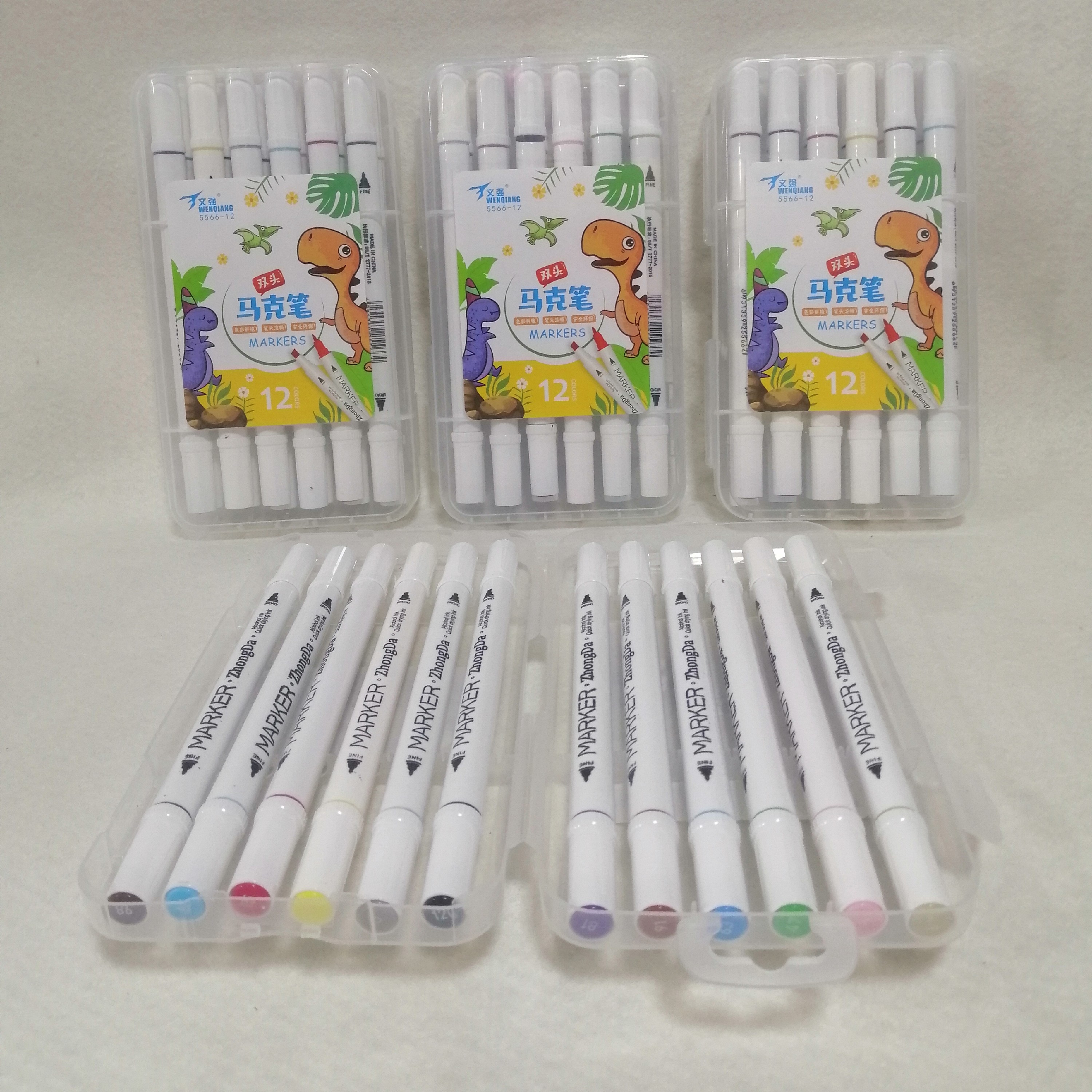 ماژیک 12 رنگ دوسر گرد و تخت