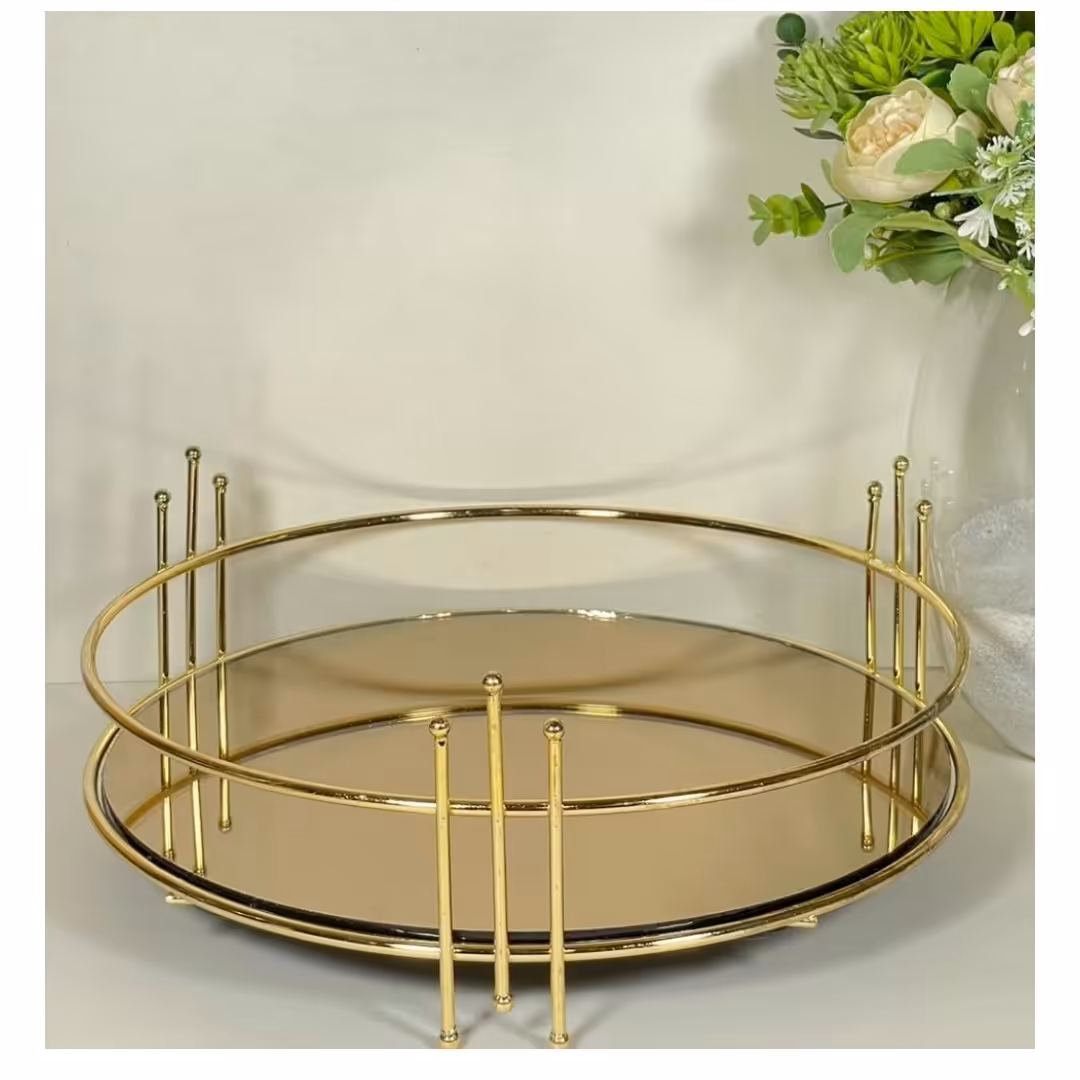 سینی استیل در دو رنگ طلایی و نقره ای 