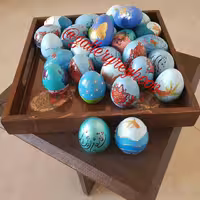 تخم مرغ سفالی با تم آبی