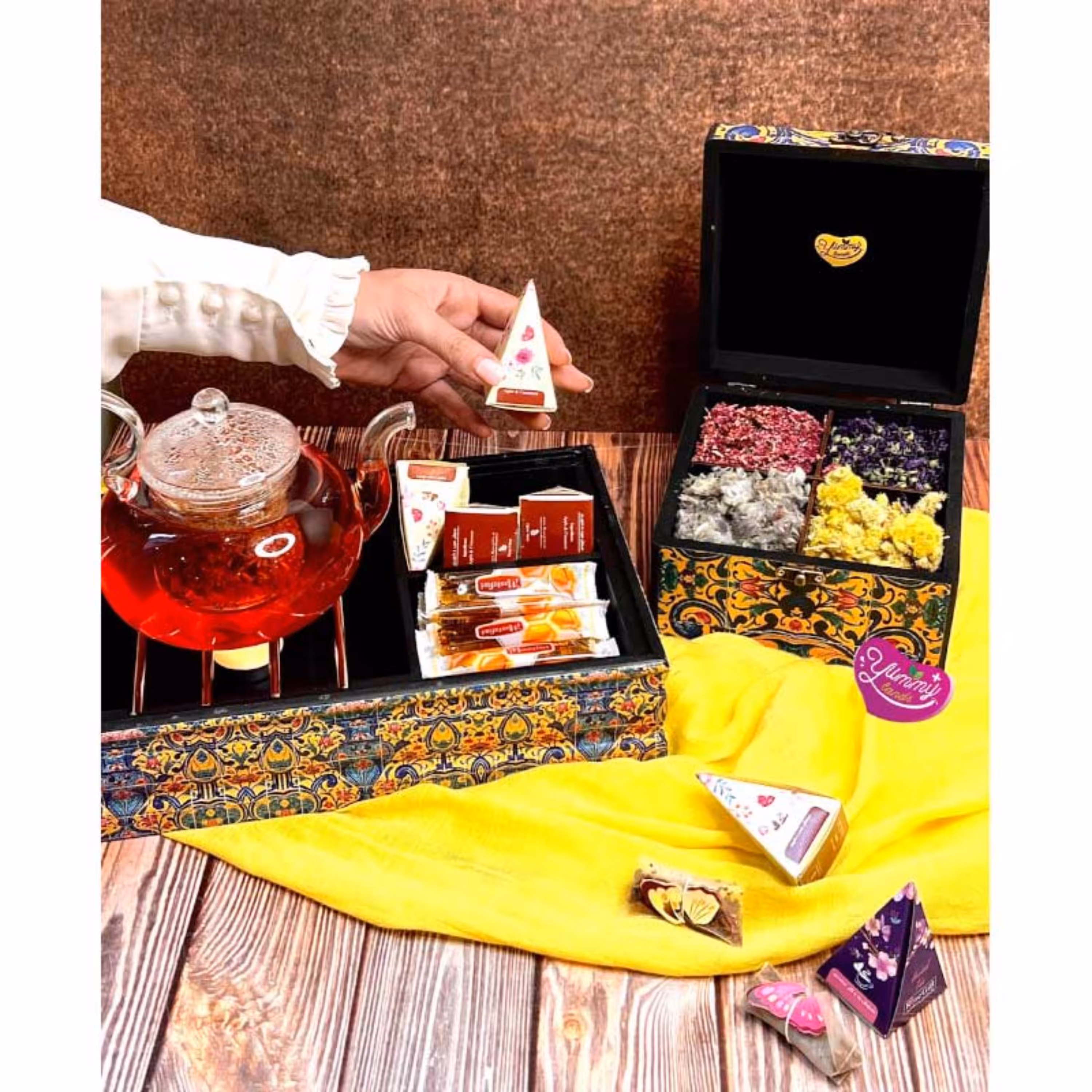 باکس دمنوش خاتون 8 خانه (چیدمان1 )   بهمراه وارمر