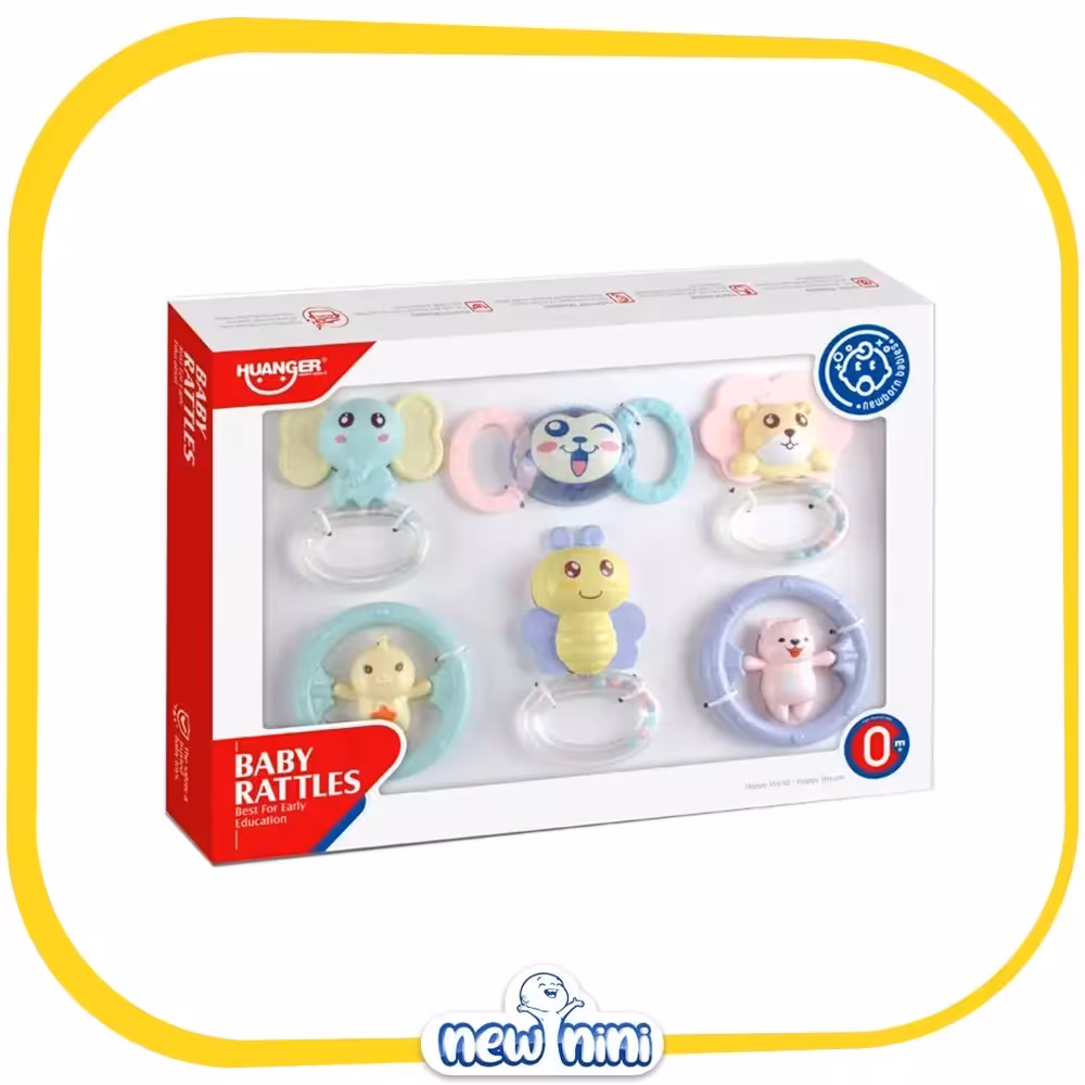 ست جغجغه و دندان‌گیر 6 عددی هانگر | Huanger مدل HE0124